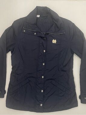 Cutter & Buck Navy Zipper Snap-Front Jacket with Notre Dame Logo